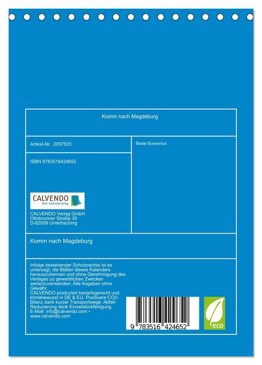 Produktbild: Komm nach Magdeburg (Tischkalender 2026 DIN A5 hoch), CALVENDO Monatskalender
