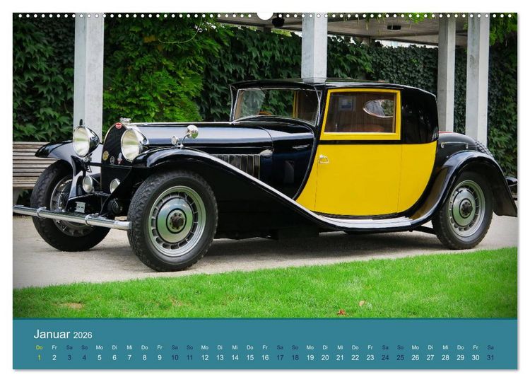 Produktbild: Bugatti - fahrende Kunstwerke (hochwertiger Premium Wandkalender 2026 DIN A2 quer), Kunstdruck in Hochglanz