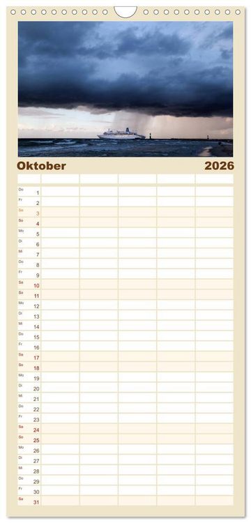 Produktbild: Familienplaner 2026 - Ostseebad Warnem&uuml;nde mit 5 Spalten (Wandkalender, 21 x 45 cm) CALVENDO