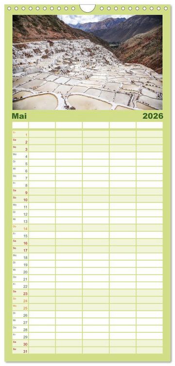 Produktbild: Familienplaner 2026 - Peru - Magie der Anden mit 5 Spalten (Wandkalender, 21 x 45 cm) CALVENDO