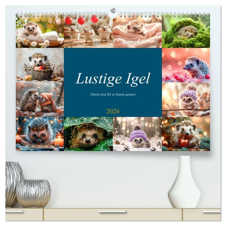 Produktbild: Lustige Igel (hochwertiger Premium Wandkalender 2026 DIN A2 quer), Kunstdruck in Hochglanz