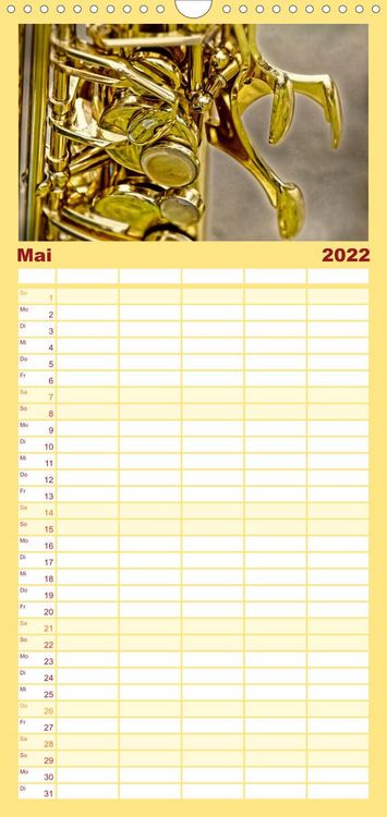 Produktbild: Familienplaner Saxophon - sch&ouml;n und sexy (Wandkalender 2022 , 21 cm x 45 cm, hoch)