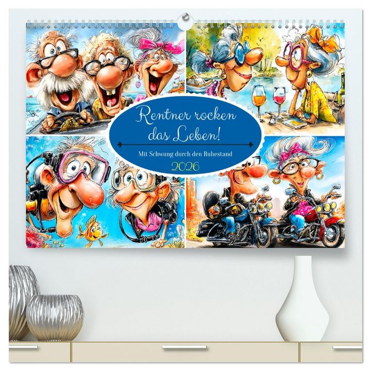 Produktbild: Rentner rocken das Leben! Mit Schwung durch den Ruhestand (hochwertiger Premium Wandkalender 2026 DIN A2 quer), Kunstdruck in Hochglanz