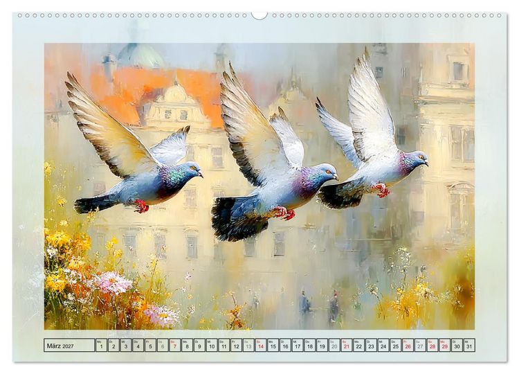 Produktbild: Tauben. Urbane Lebensk&uuml;nstler (hochwertiger Premium Wandkalender 2027 DIN A2 quer), Kunstdruck in Hochglanz