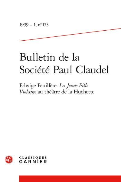 Produktbild: Bulletin de la Societe Paul Claudel; Edwige Feuillere; la Jeune