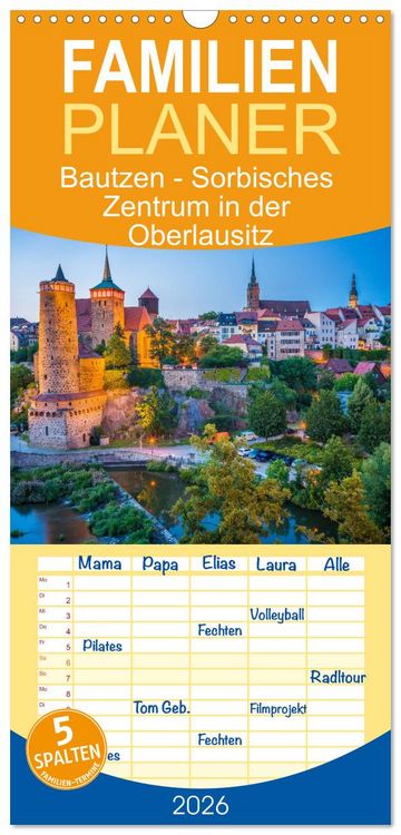 Produktbild: Familienplaner 2026 - Bautzen - Sorbisches Zentrum in der Oberlausitz mit 5 Spalten (Wandkalender, 21 x 45 cm) CALVENDO