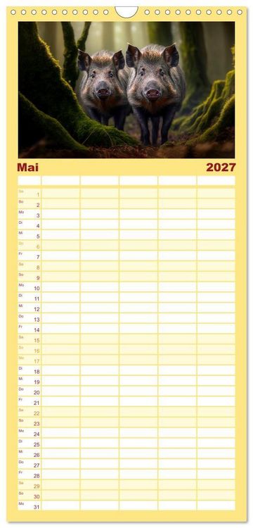 Produktbild: Familienplaner 2027 - Putzige Tierwelt - gemeinsam die Welt entdecken mit 5 Spalten (Wandkalender, 21 x 45 cm) CALVENDO