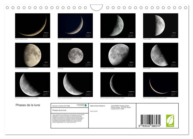 Produktbild: Phases de la lune (Calendrier mural 2026 DIN A4 vertical), CALVENDO calendrier mensuel
