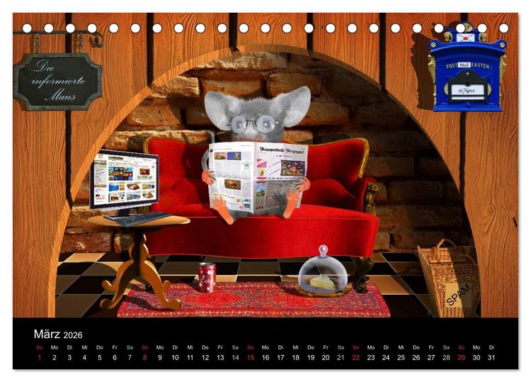 Produktbild: Hier ist die Maus zuhaus' (Tischkalender 2026 DIN A5 quer), CALVENDO Monatskalender