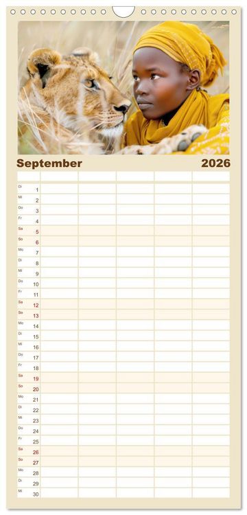 Produktbild: Familienplaner 2026 - Afrikas urt&uuml;mliche Sch&ouml;nheit mit 5 Spalten (Wandkalender, 21 x 45 cm) CALVENDO
