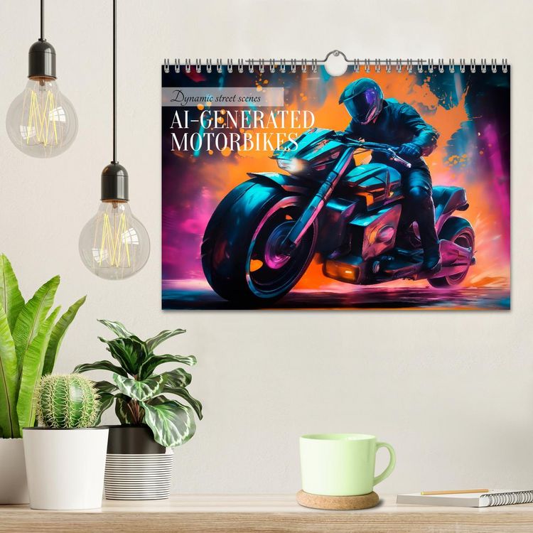 Produktbild: DYNAMIC STREET SCENES AI-generated motorbikes (Wall Calendar 2026 DIN A4 landscape), CALVENDO 12 Month Wall Calendar