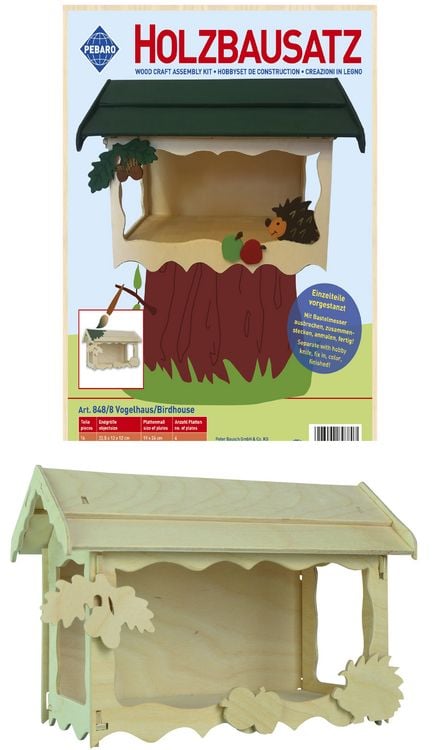 Produktbild: PEBARO 848/8 - Holzbausatz Vogelhaus, 16 Teile, Holzkonstruktion zum Zusammenstecken