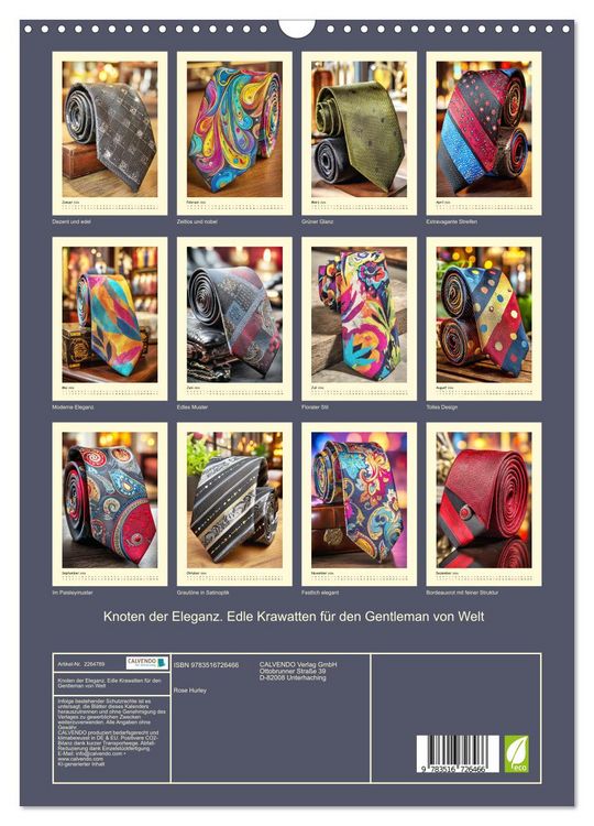 Produktbild: Knoten der Eleganz. Edle Krawatten f&uuml;r den Gentleman von Welt (Wandkalender 2026 DIN A3 hoch), CALVENDO Monatskalender