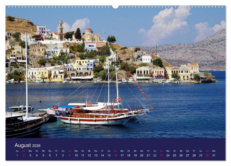 Produktbild: Rhodos mit Lindos und Symi (hochwertiger Premium Wandkalender 2026 DIN A2 quer), Kunstdruck in Hochglanz