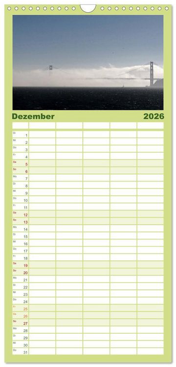 Produktbild: Familienplaner 2026 - San Francisco Westk&uuml;ste USA mit 5 Spalten (Wandkalender, 21 x 45 cm) CALVENDO