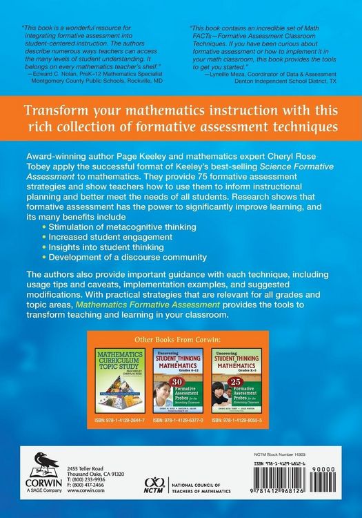 Produktbild: Mathematics Formative Assessment, Volume 1