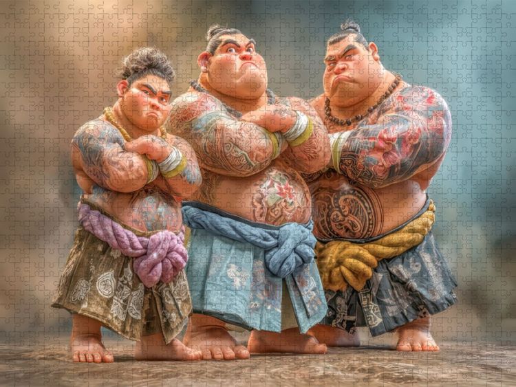 Produktbild: CALVENDO Puzzle Sumoringer Karikaturen | 1000 Teile Lege-Gr&ouml;&szlig;e 64x48cm Foto-Puzzle f&uuml;r gl&uuml;ckliche Stunden
