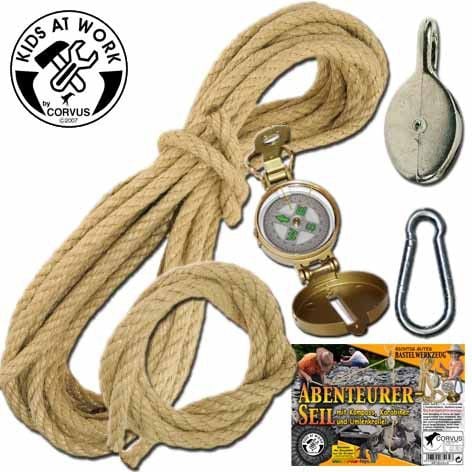 Produktbild: Corvus A750139 - Kids at work, Abenteurer Seil Set, mit Metallkompass, Karabinerhaken und Umlenkrolle