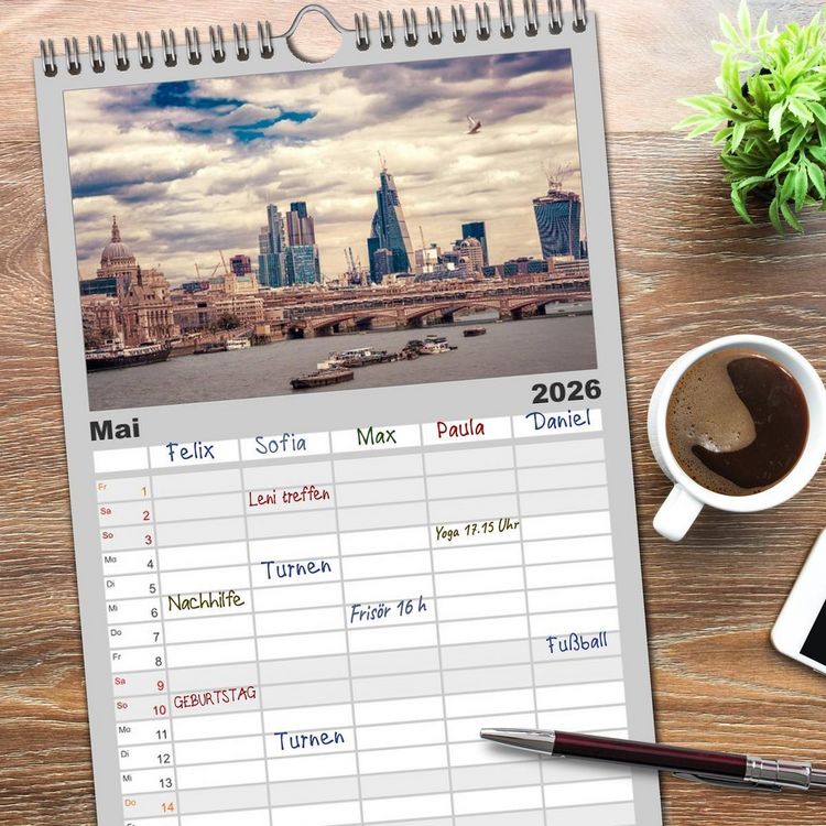 Produktbild: Familienplaner 2026 - Weltmetropole London mit 5 Spalten (Wandkalender, 21 x 45 cm) CALVENDO