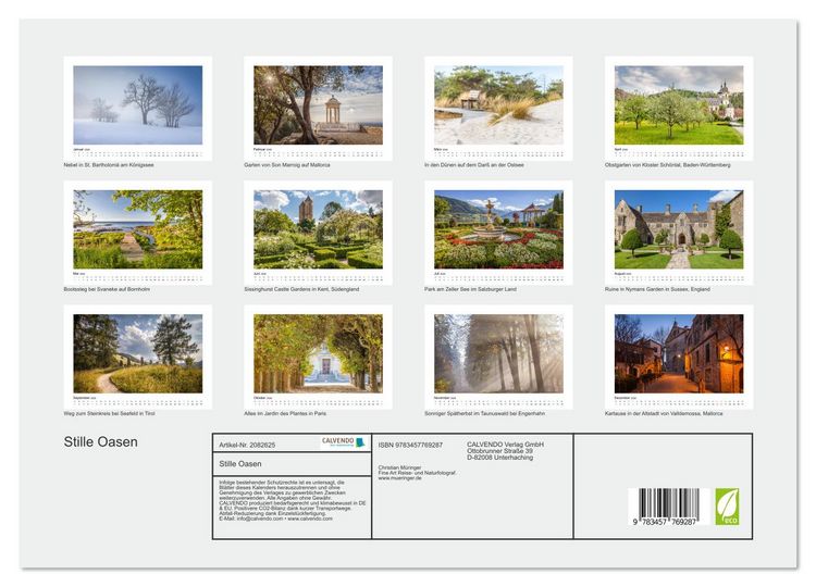 Produktbild: Stille Oasen (hochwertiger Premium Wandkalender 2026 DIN A2 quer), Kunstdruck in Hochglanz