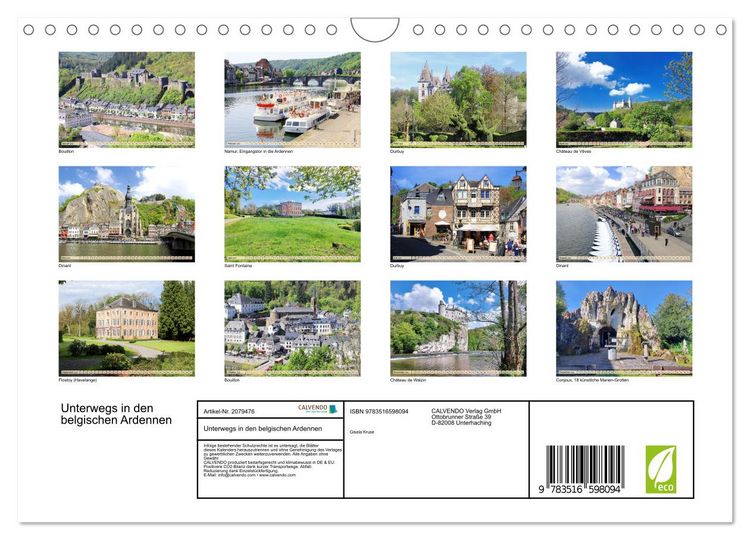 Produktbild: Unterwegs in den belgischen Ardennen (Wandkalender 2026 DIN A4 quer), CALVENDO Monatskalender
