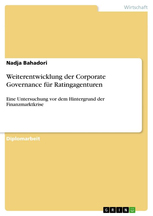 Produktbild: Weiterentwicklung der Corporate Governance f&uuml;r Ratingagenturen