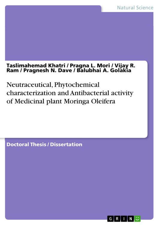 Produktbild: Neutraceutical, Phytochemical characterization and Antibacterial activity of Medicinal plant Moringa Oleifera