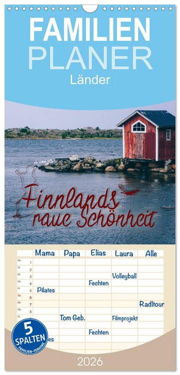 Produktbild: Familienplaner 2026 - Finnlands raue Sch&ouml;nheit mit 5 Spalten (Wandkalender, 21 x 45 cm) CALVENDO