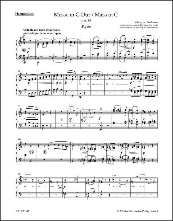 Produktbild: Messe C-Dur op. 86 (Bearbeitung f&uuml;r Soli, Chor, Klavier zu vier H&auml;nden und Harmonium (oder Orgel))