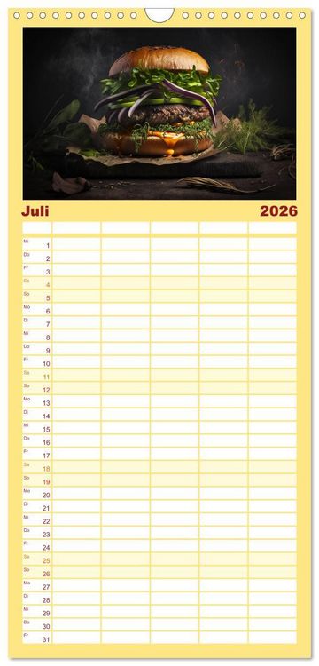 Produktbild: Familienplaner 2026 - Burgerfood mit 5 Spalten (Wandkalender, 21 x 45 cm) CALVENDO