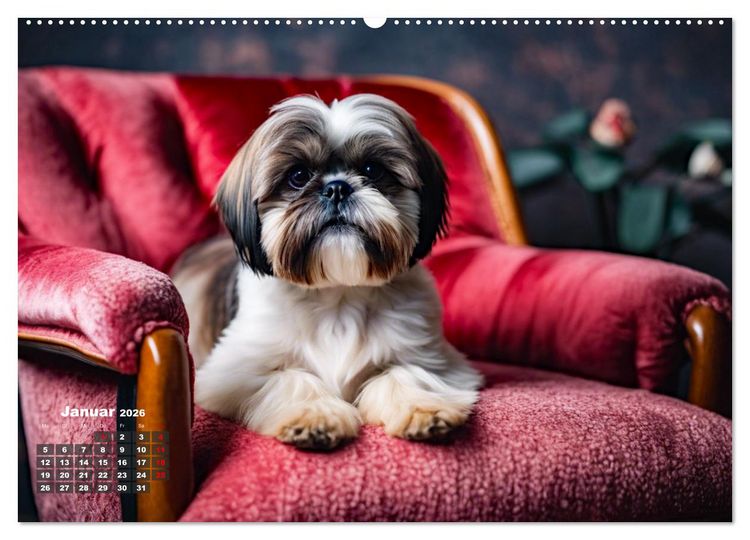 Produktbild: Shih Tzu - der wuschelige Hund aus Tibet (hochwertiger Premium Wandkalender 2026 DIN A2 quer), Kunstdruck in Hochglanz