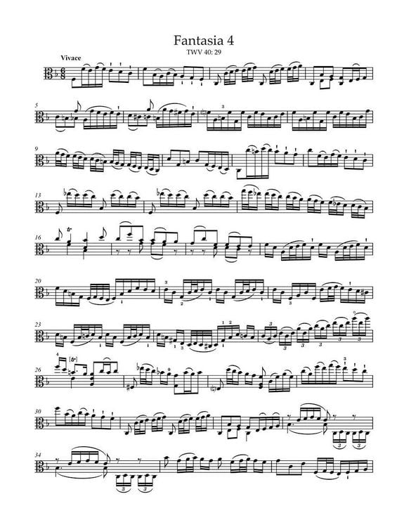 Produktbild: 12 Fantasien f&uuml;r Viola da gamba solo TWV 40: 26-37 (arrangiert f&uuml;r Viola solo)