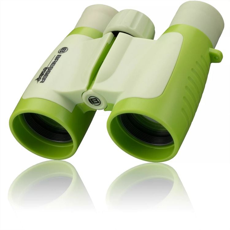 Produktbild: Bresser Junior 8880330 - Kinderfernglas 3x30, 3-fache Vergr&ouml;&szlig;erung, 30mm Objektiv, mit Tasche, Tragriemen und Reinigungstuch, gr&uuml;n, STEM