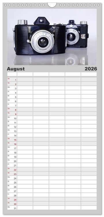 Produktbild: Familienplaner 2026 - Boxkameras - Kultiges und manchmal klobiges Design mit 5 Spalten (Wandkalender, 21 x 45 cm) CALVENDO