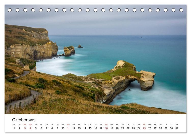 Produktbild: Neuseeland - Atemberaubende Natur und Landschaften (Tischkalender 2026 DIN A5 quer), CALVENDO Monatskalender