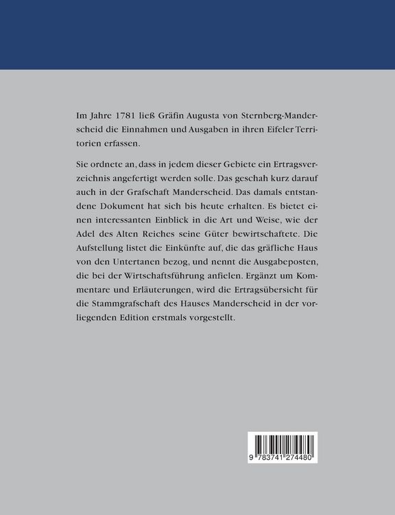 Produktbild: Die Grafschaft Manderscheid und ihre Ertr&auml;ge um 1780