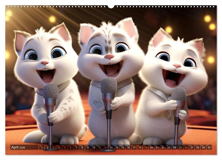 Produktbild: Cat dog music band (Wall Calendar 2026 DIN A2 landscape), CALVENDO 12 Month Wall Calendar