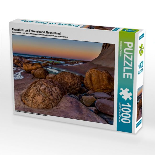 Produktbild: CALVENDO Puzzle Abendlicht am Felsenstrand, Neuseeland | 1000 Teile Lege-Gr&ouml;&szlig;e 64x48cm Foto-Puzzle f&uuml;r gl&uuml;ckliche Stunden
