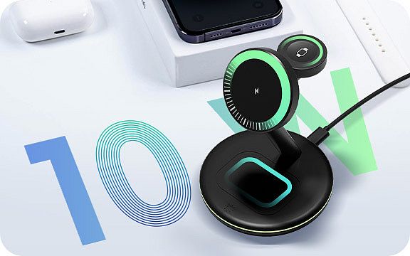 Produktbild: RAIDSONIC ICY BOX 3-in-1 Kabellose Ladestation f&uuml;r Smartphone, Watch und Kopfh&ouml;rer