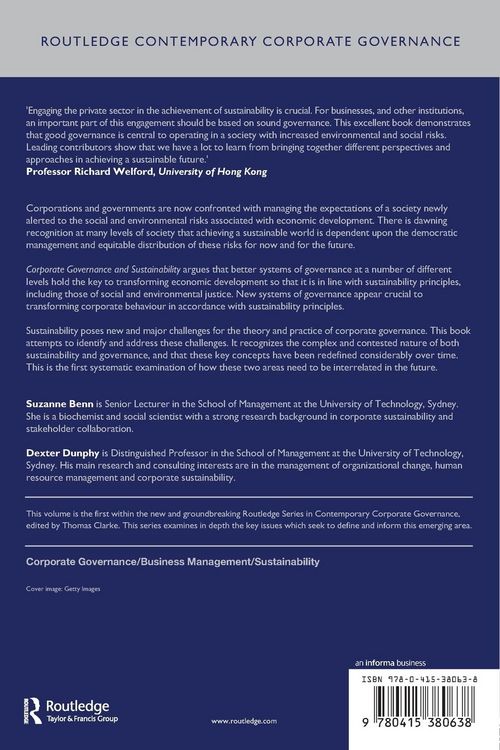 Produktbild: Corporate Governance and Sustainability