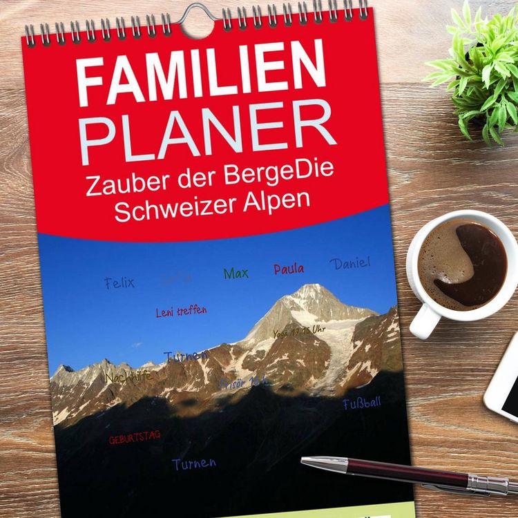 Produktbild: Familienplaner 2026 - Zauber der Berge. Die Schweizer Alpen mit 5 Spalten (Wandkalender, 21 x 45 cm) CALVENDO