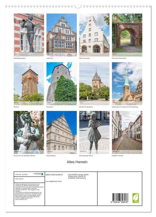 Produktbild: Altes Hameln (hochwertiger Premium Wandkalender 2026 DIN A2 hoch), Kunstdruck in Hochglanz