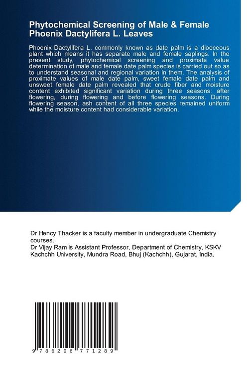 Produktbild: Phytochemical Screening of Male & Female Phoenix Dactylifera L. Leaves
