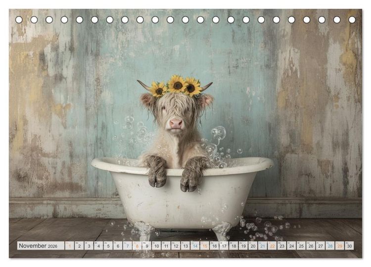 Produktbild: Wasserschlacht mit Flauschalarm (Tischkalender 2026 DIN A5 quer), CALVENDO Monatskalender