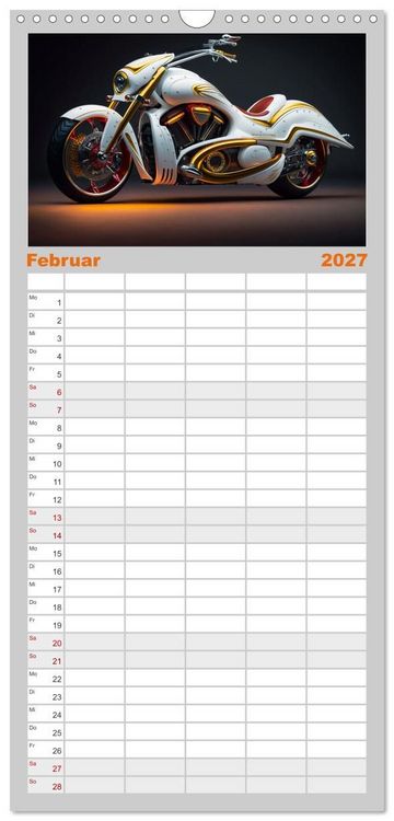 Produktbild: Familienplaner 2027 - Motorrad illusionen mit 5 Spalten (Wandkalender, 21 x 45 cm) CALVENDO