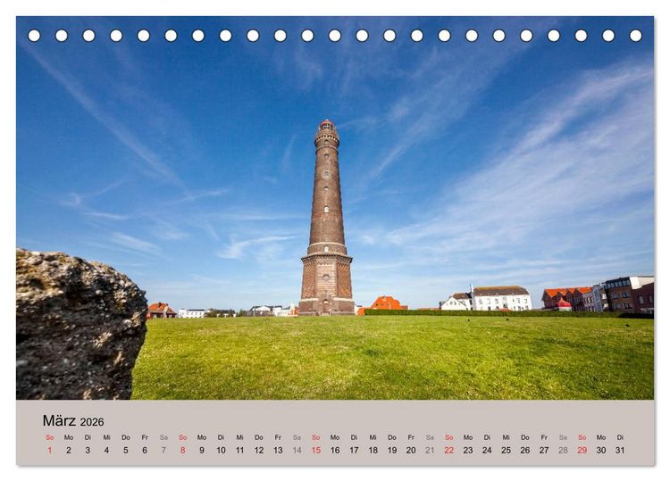 Produktbild: Nordseeinsel Borkum - Inselrausch im Hochseeklima (Tischkalender 2026 DIN A5 quer), CALVENDO Monatskalender