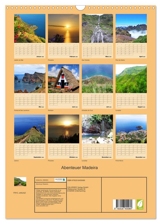 Produktbild: Abenteuer Madeira (Wandkalender 2026 DIN A3 hoch), CALVENDO Monatskalender