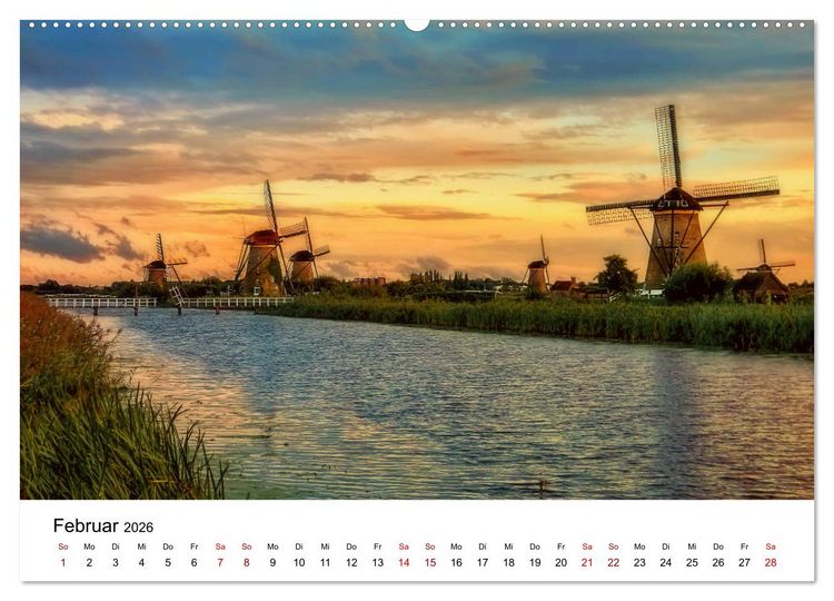 Produktbild: M&auml;rchenhafte Windm&uuml;hlen (Wandkalender 2026 DIN A2 quer), CALVENDO Monatskalender