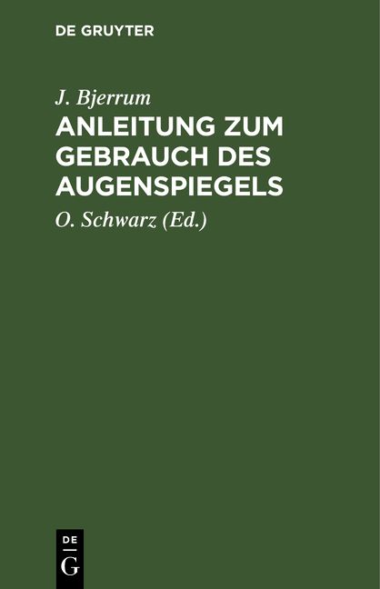 Produktbild: Anleitung zum Gebrauch des Augenspiegels