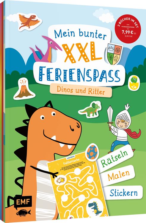 Produktbild: Mein bunter XXL-Ferienspa&szlig;: Dinos und Ritter &ndash; 3 Kreativb&uuml;cher im Bundle